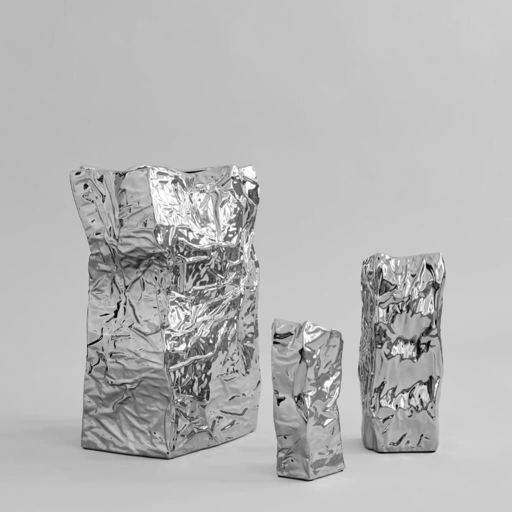 Crushed Metal Vases